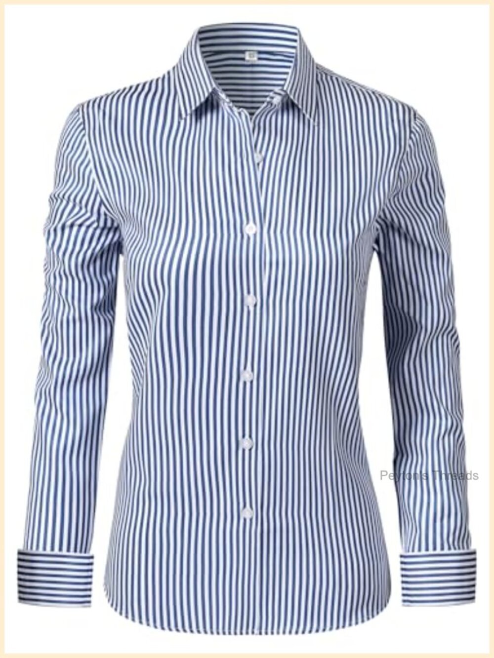 Super Soft Wrinkle Free Button Down Shirt Long Sleeve Striped Work Blouse